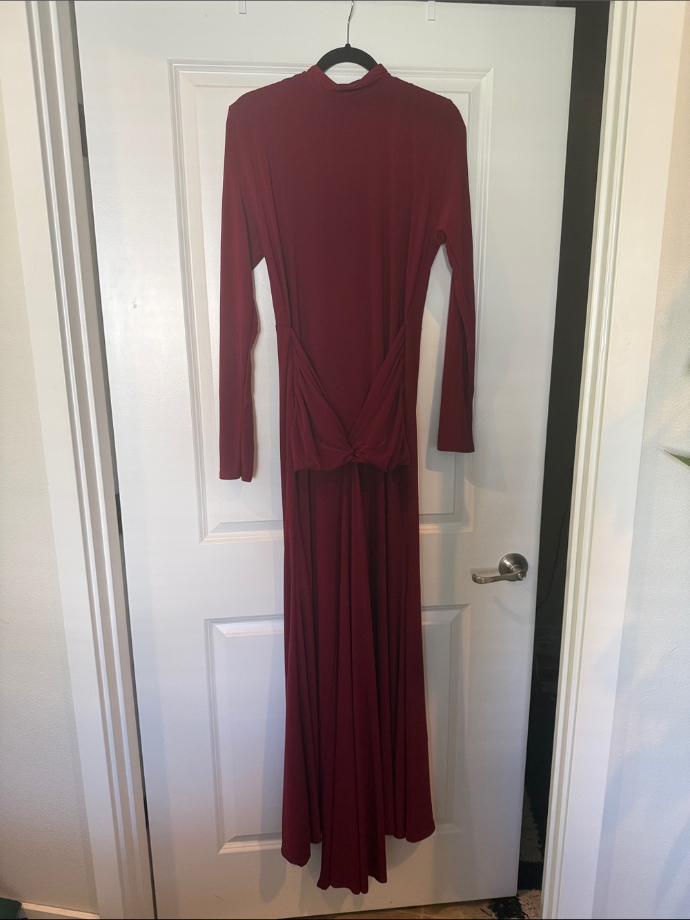 Club L London Pietra High-Neck Long Sleeve Knot Maxi Dress